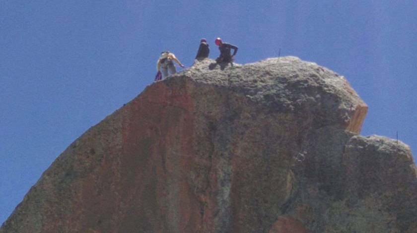 Climbers on the rock Helbronner